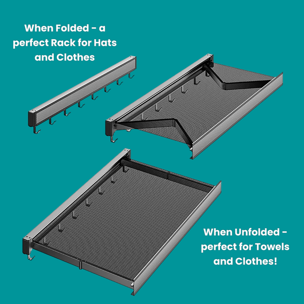 Foldable Clothes and Hat Rack with Hooks – Space-Saving Solution for Bathrooms and Balconies