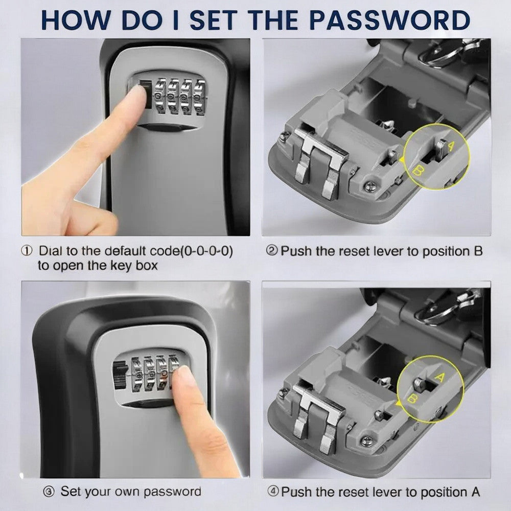 Portable Key Lock Box with 4-Digit Combination – Waterproof & Durable